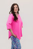 Image of Lulu-B Scoop Neck Point Hem Top - Hot Pink