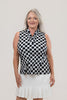 Image of Lulu-B Rope Print Sleeveless Ruffle Neck Top - Black/White