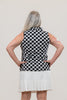 Image of Lulu-B Rope Print Sleeveless Ruffle Neck Top - Black/White