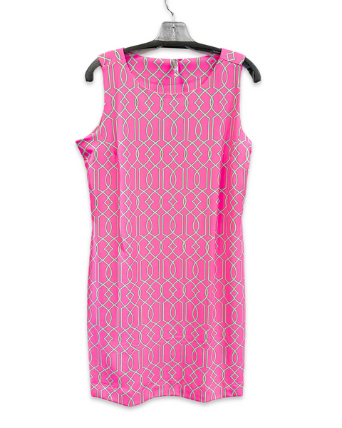 Lulu-B Geometric Print Sleeveless Travel Dress - Pink/White/Green