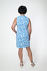Image of Lulu-B Sleeveless Scalloped Trim Coral Print Dress - Blue/White