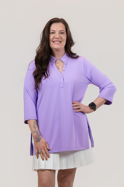 Lulu-B Button V-Neck Tunic - Clear Lilac