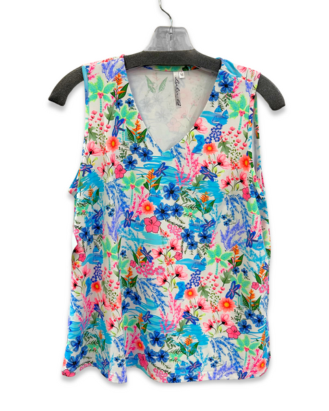Lulu-B V-Neck Dragonfly Print Tank - Multicolor