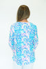 Image of Lulu-B V-Neck Abstract Floral Print 3/4 Sleeve Top - Multicolor