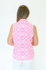 Image of Lulu-B Sleeveless Zip Neck Mandala Print Top - Pink/White