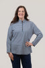 Image of Lulu-B Quarter Zip Stripe Print Long Sleeve Top - Navy/White