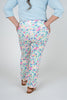 Image of Lulu-B Floral Print Pull On Capri Pants - White/Multicolor