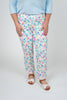 Image of Lulu-B Floral Print Pull On Capri Pants - White/Multicolor