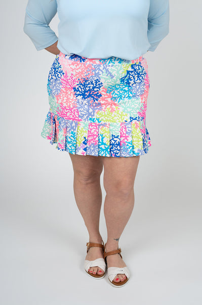 Lulu-B Coral Print Flounce Skort - Multicolor