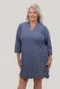 Image of Lulu-B Scallop Trim 3/4 Sleeve Rope Print Dress - Navy/White