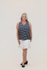 Image of Lulu-B V-Neck Cocktails Print Tank - Navy/Multicolor