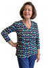 Image of Lulu-B V-Neck Cocktails 3/4 Sleeve Top - Navy/Multicolor