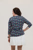Image of Lulu-B V-Neck Cocktails Print 3/4 Sleeve Top - Navy/Multicolor