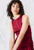 Image of Luxely Finch Ruched Satin Sleeveless Midi Dress - Rumba Red