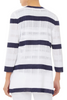 Image of Ming Wang Striped Sheer Ribbed Knit Jacket - White/Indigo