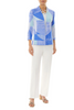 Image of Ming Wang Geometric Colorblock Mixed Knit Jacket -  Dazzling Blue/Clearwater/White