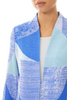 Image of Ming Wang Geometric Colorblock Mixed Knit Jacket -  Dazzling Blue/Clearwater/White