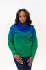 Image of Marble Speckle Ombré Cotton Cowl Neck Sweater - Royal/Green