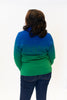 Image of Marble Speckle Ombré Cotton Cowl Neck Sweater - Royal/Green