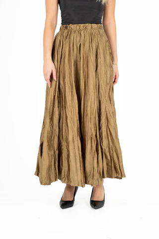 M Made in Italy Crinkle Satin Maxi Skirt - Gold