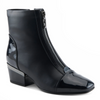 Image of Azura Mozza Patent Detail Side Zip Low Heel Boot - Navy