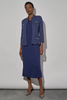 Image of Ming Wang Braided Trim Pointelle Knit Jacket - Regatta Blue