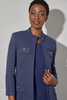 Image of Ming Wang Braided Trim Pointelle Knit Jacket - Regatta Blue