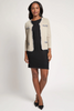 Image of Ming Wang Eyelash Trim Textured Knit Jacket - Limestone/Black/White