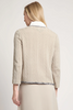 Image of Ming Wang Eyelash Trim Textured Knit Jacket - Limestone/Black/White