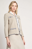 Image of Ming Wang Eyelash Trim Textured Knit Jacket - Limestone/Black/White