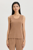 Image of Ming Wang Mid-Length Scoop Neck Knit Tank Top - Warm Taupe