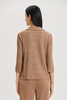 Image of Ming Wang Tonal Wing Collar Single Button Front Closure Knit Jacket - Warm Taupe