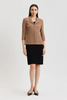 Image of Ming Wang Tonal Wing Collar Single Button Front Closure Knit Jacket - Warm Taupe