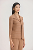 Image of Ming Wang Tonal Wing Collar Single Button Front Closure Knit Jacket - Warm Taupe