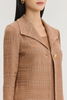 Image of Ming Wang Tonal Wing Collar Single Button Front Closure Knit Jacket - Warm Taupe