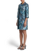 Image of Ming Wang Jacquard Woven Abstract Print Topper - Deep Teal/Tranquil Blue