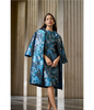 Image of Ming Wang Jacquard Woven Abstract Print Topper - Deep Teal/Tranquil Blue
