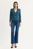 Image of Ming Wang Heritage Fit Button Front Closure Tweed Knit Jacket - Deep Teal/Tranquil Blue