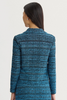 Image of Ming Wang Heritage Fit Button Front Closure Tweed Knit Jacket - Deep Teal/Tranquil Blue