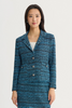 Image of Ming Wang Heritage Fit Button Front Closure Tweed Knit Jacket - Deep Teal/Tranquil Blue