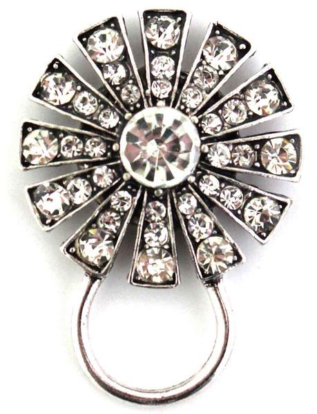 Crystal Embellished Starburst Magnetic Eyeglass Holder Brooch - Clear/Silver