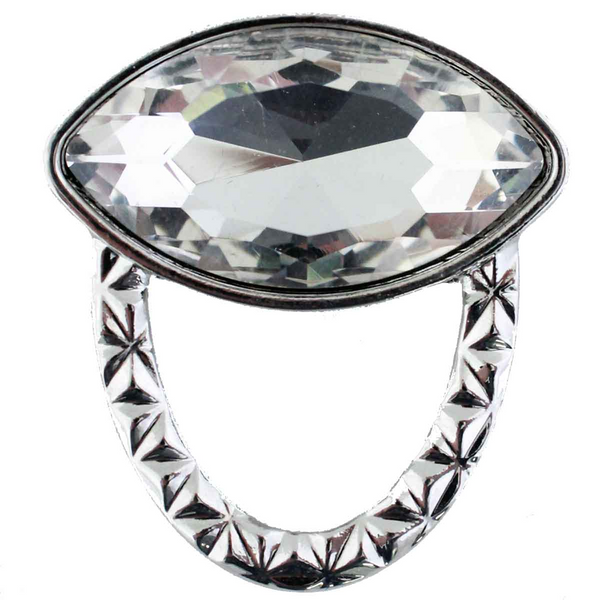 Crystal Embellished Oval Magnetic Eyeglass Holder Brooch - Silver/Clear