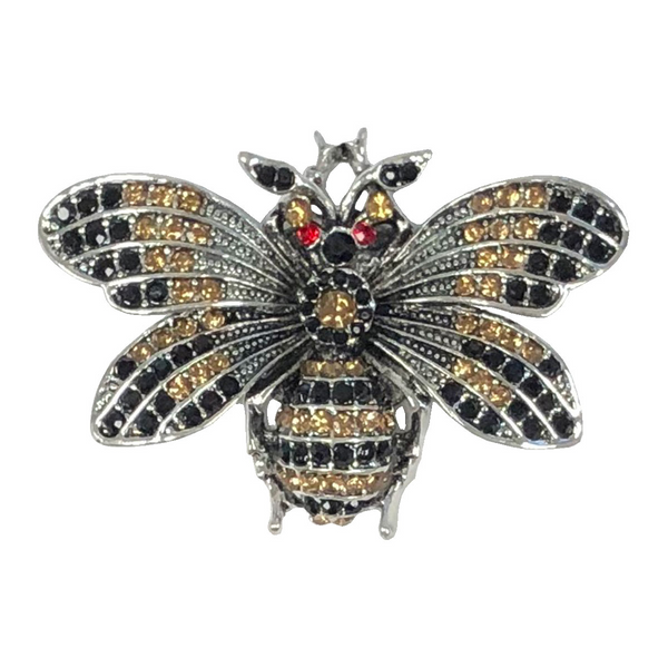 Crystal Embellished Bee Magnetic Brooch - Multicolor