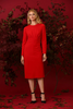 Image of Maggy London Scuba Crepe Long Sleeve Dress with Gathered Waist Detail - Red