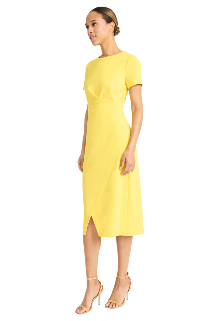 Maggy London Gathered Waist Short Sleeve Scuba Crepe Dress