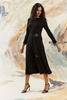 Image of Maggy London Elea Long Sleeve Midi Dress with Belt - Black