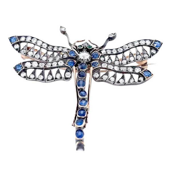Jeweled Dragonfly Magnetic Brooch - Blue