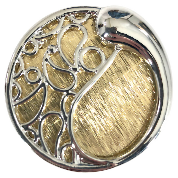 Paisley Yin Yang Magnetic Brooch - Silver/Gold