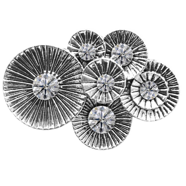 Crystals and Circles Magnetic Brooch - Silver