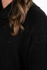 Image of Marble Sparkle Embellished Cowl Neck Sweater Dress - Black